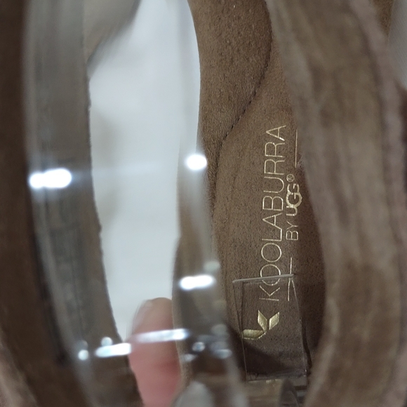 Koolaburra by Ugg Tan Suede Saige Cork Wedge Sandal Size 6 Zip Up Back - Picture 4 of 16